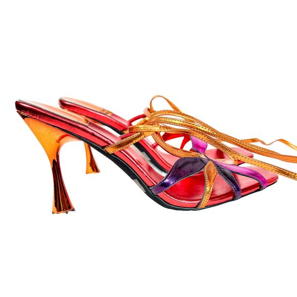 Jeffery Campbell Una Flor Bright Metallic Sandals Size 10 - Picture 7 of 9